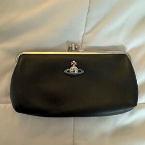 Vivienne Westwood Black Leather Interior Kiss-Lock Handbag